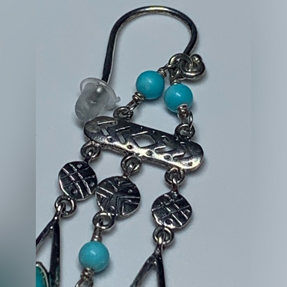 Silpada Vintage Sterling, Turquoise & Magnesite CHIC Chandelier Earrings - Picture 13 of 15